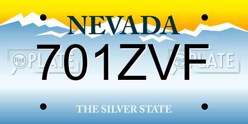 701ZVF Nevada License Plate