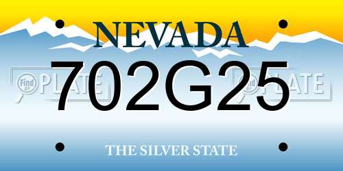 702G25 Nevada License Plate