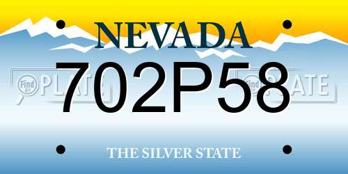 702P58 Nevada License Plate