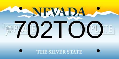702TOO Nevada License Plate