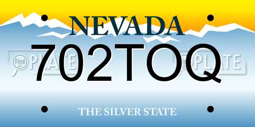 702TOQ Nevada License Plate