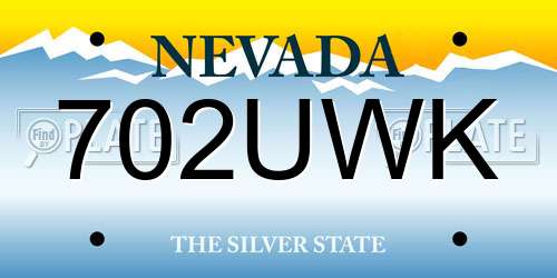 702UWK Nevada License Plate