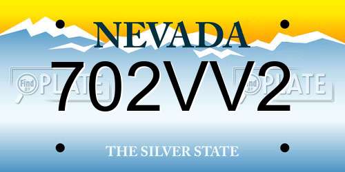 702VV2 Nevada License Plate
