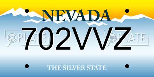 702VVZ Nevada License Plate