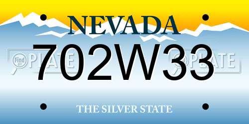 702W33 Nevada License Plate