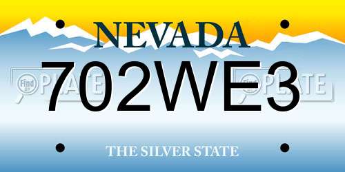 702WE3 Nevada License Plate