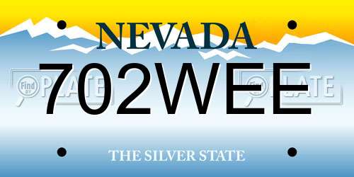 702WEE Nevada License Plate