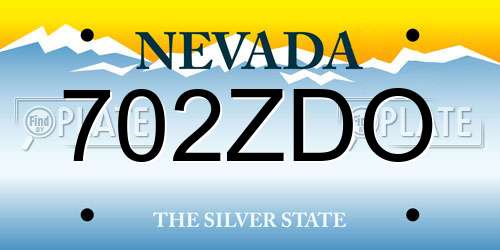 702ZDO Nevada License Plate
