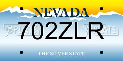 702ZLR Nevada License Plate