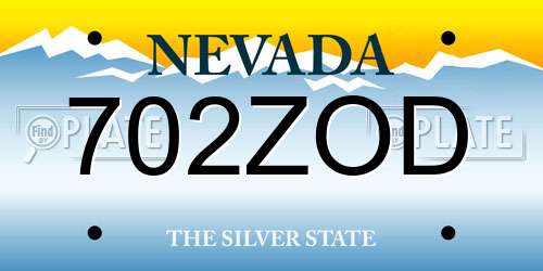 702ZOD Nevada License Plate