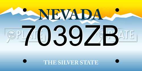 7039ZB Nevada License Plate