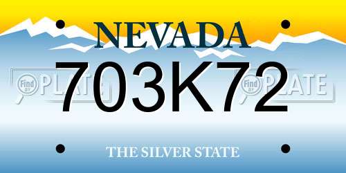 703K72 Nevada License Plate