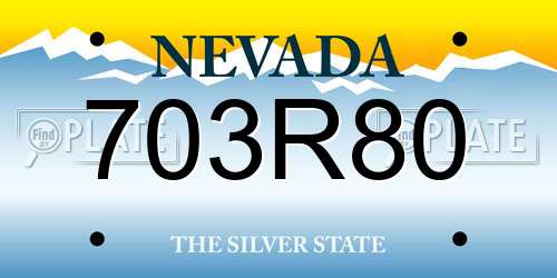 703R80 Nevada License Plate