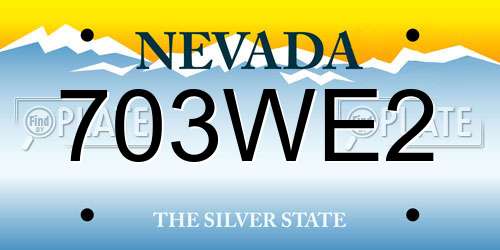 703WE2 Nevada License Plate
