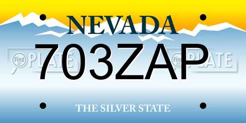 703ZAP Nevada License Plate
