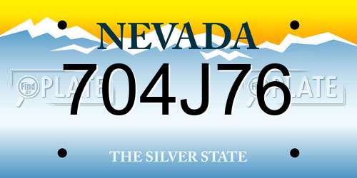 704J76 Nevada License Plate