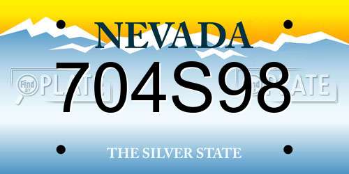 704S98 Nevada License Plate