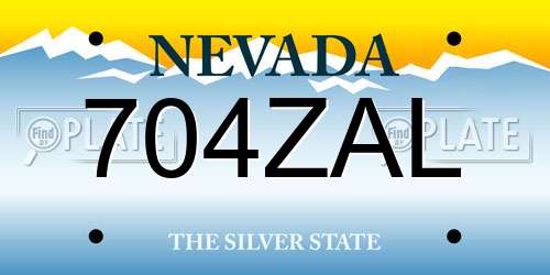 704ZAL Nevada License Plate