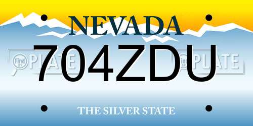 704ZDU Nevada License Plate