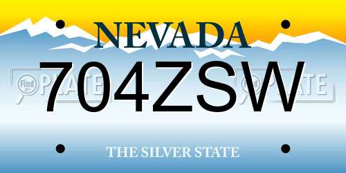 704ZSW Nevada License Plate
