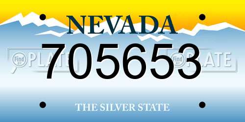 705653 Nevada License Plate