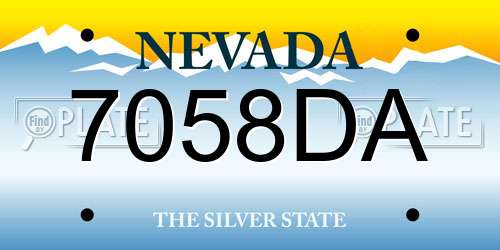 7058DA Nevada License Plate