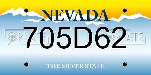 705D62 Nevada License Plate