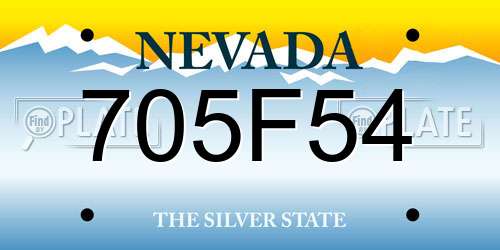 705F54 Nevada License Plate