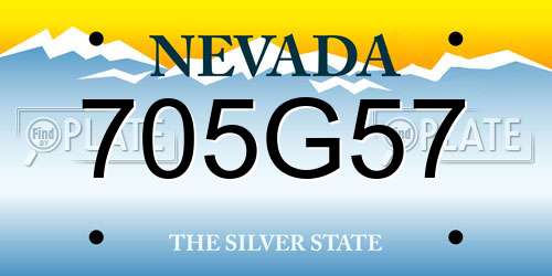 705G57 Nevada License Plate