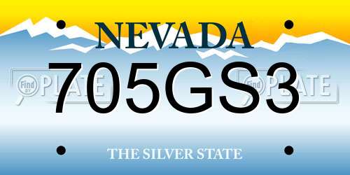705GS3 Nevada License Plate