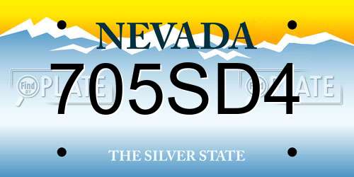 705SD4 Nevada License Plate