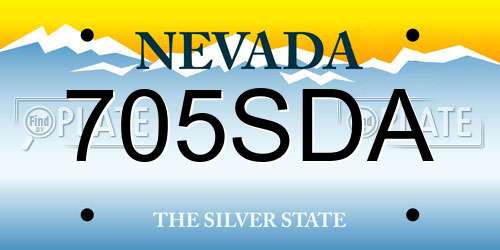 705SDA Nevada License Plate