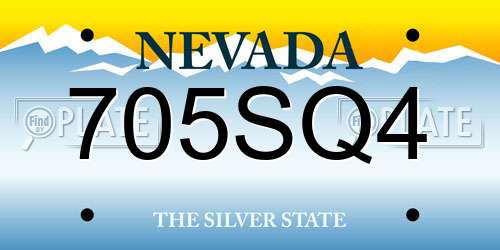 705SQ4 Nevada License Plate