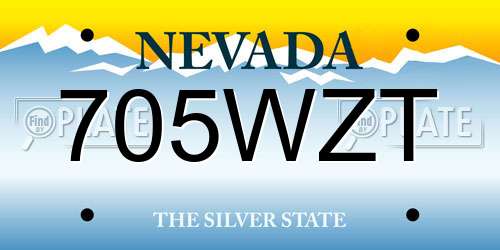 705WZT Nevada License Plate