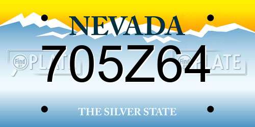 705Z64 Nevada License Plate