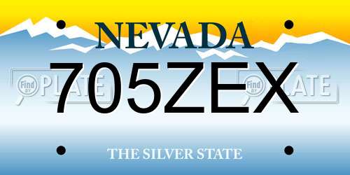 705ZEX Nevada License Plate