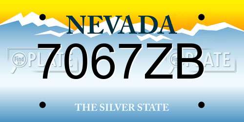 7067ZB Nevada License Plate