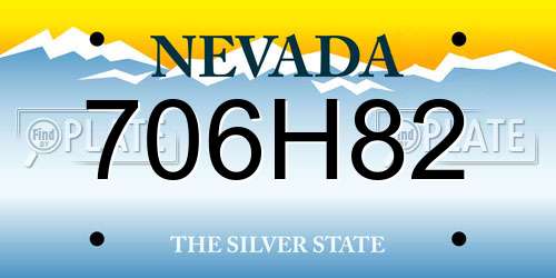 706H82 Nevada License Plate
