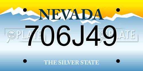 706J49 Nevada License Plate