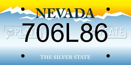 706L86 Nevada License Plate