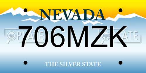 706MZK Nevada License Plate