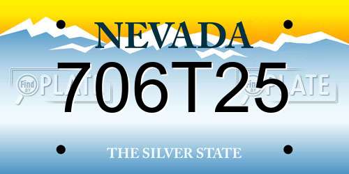 706T25 Nevada License Plate