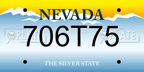 706T75 Nevada License Plate
