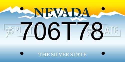 706T78 Nevada License Plate