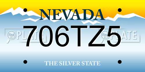 706TZ5 Nevada License Plate