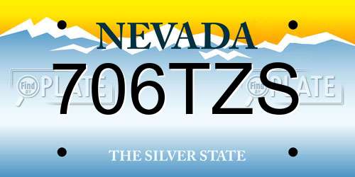 706TZS Nevada License Plate