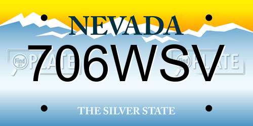 706WSV Nevada License Plate
