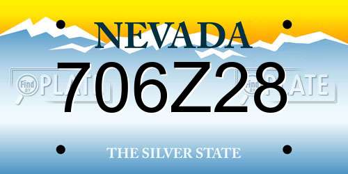 706Z28 Nevada License Plate