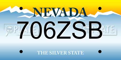 706ZSB Nevada License Plate