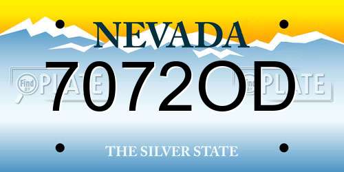 7072OD Nevada License Plate